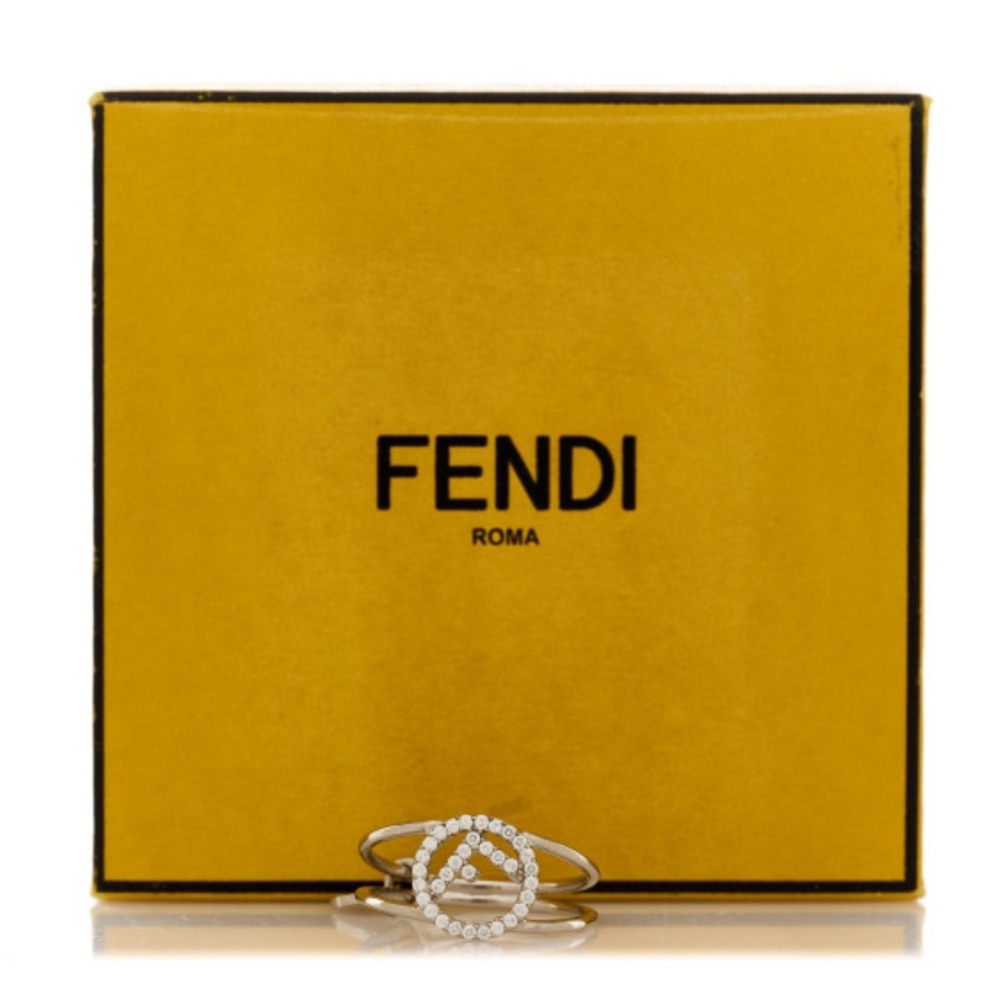 Fendi Metal Crystal F is Fendi Ring Silvertone
